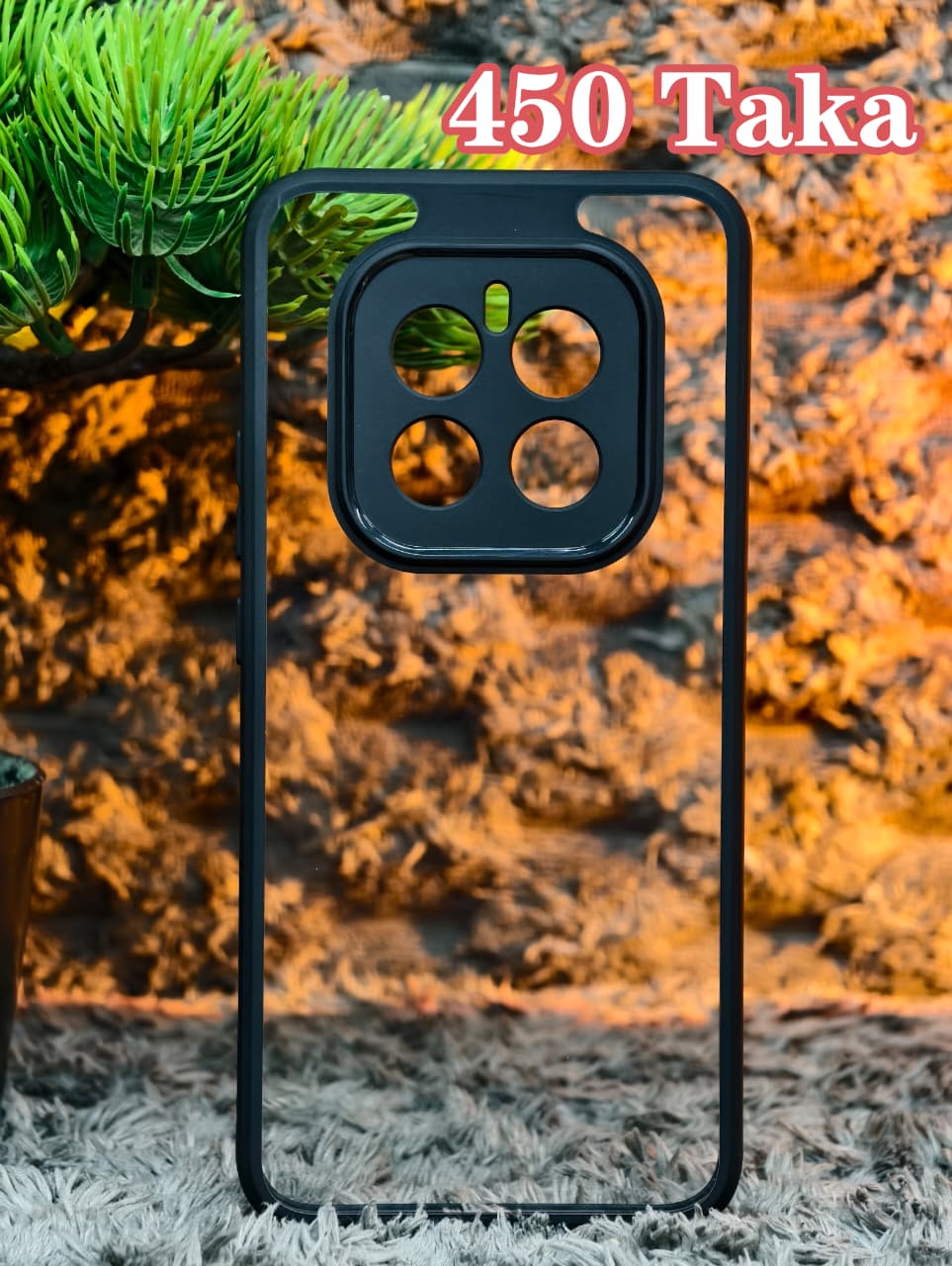 Transparent Back Cover With Soft Silicon Black Border